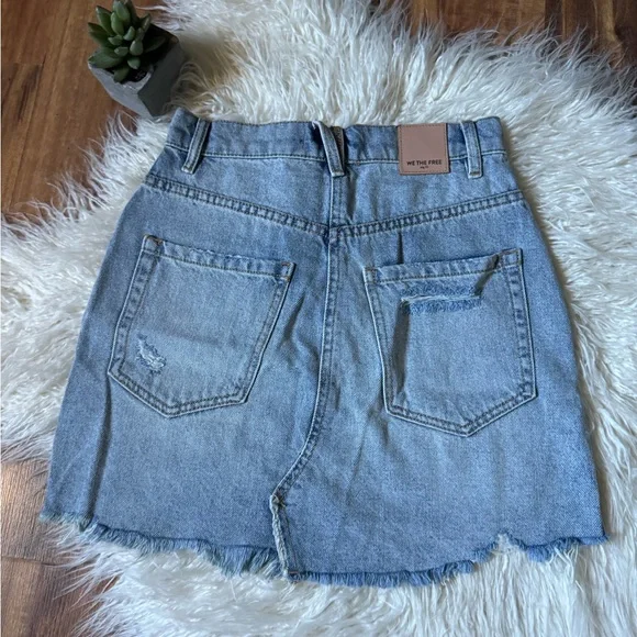 Free People Distressed Denim Mini Skirt - Picture 5 of 6